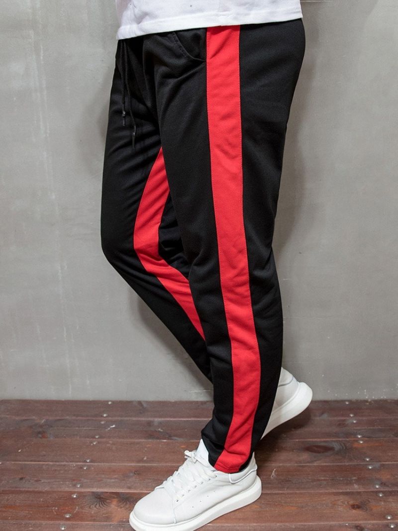 Color Block Pencil Pants Mid Waist Miesten Vapaa-Ajan Housut