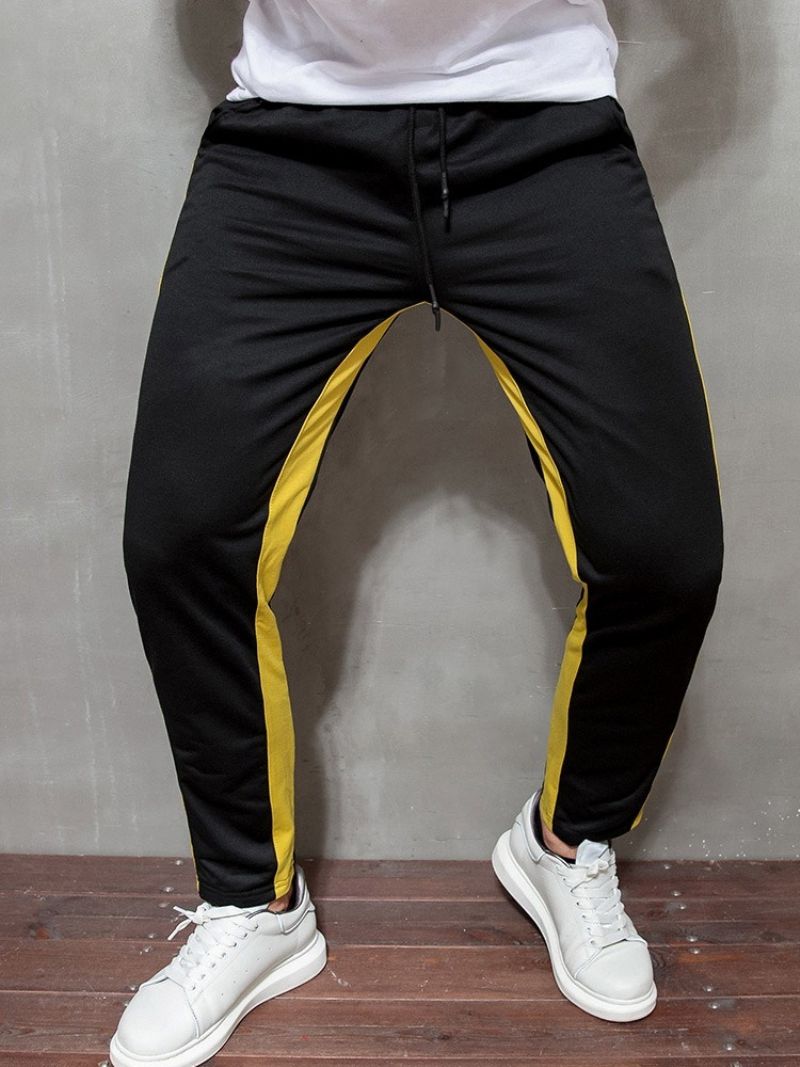 Color Block Pencil Pants Mid Waist Miesten Vapaa-Ajan Housut