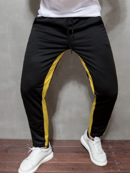 Color Block Pencil Pants Mid Waist Miesten Vapaa-Ajan Housut