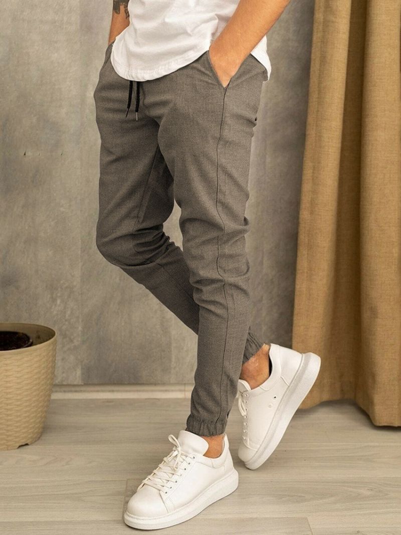 Lace-Up Pencil Pants Tavalliset Casual Mid Waist Rennot Housut