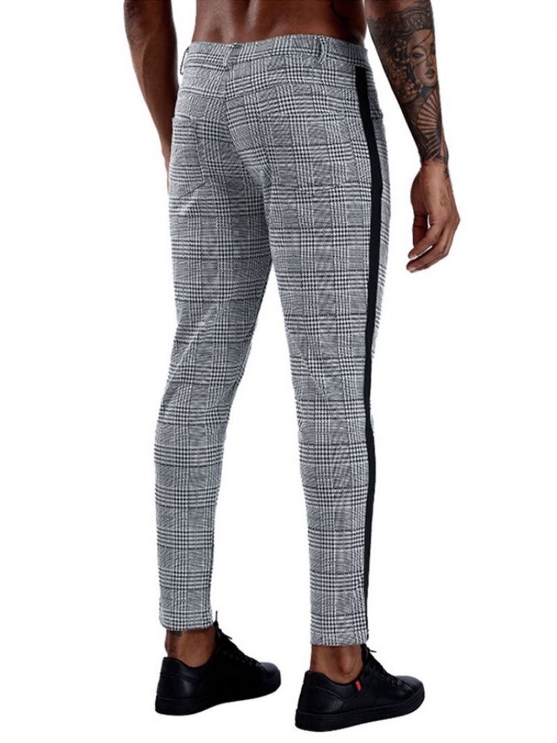 Patchwork Plaid Straight Miesten Bleiserihousut