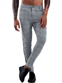 Patchwork Plaid Straight Miesten Bleiserihousut