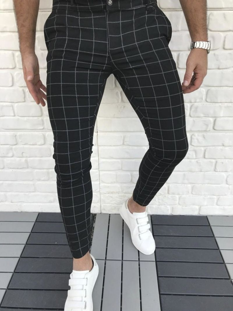 Plaid Pencil Pants Vetoketju Four Seasons Casual Pants