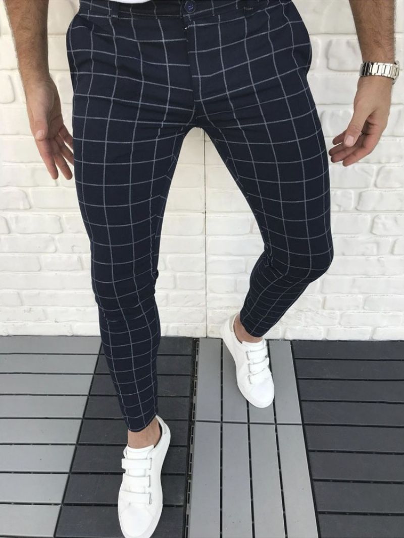 Plaid Pencil Pants Vetoketju Four Seasons Casual Pants