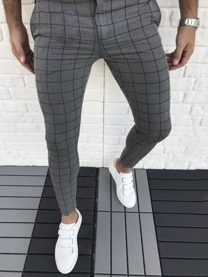 Plaid Pencil Pants Vetoketju Four Seasons Casual Pants