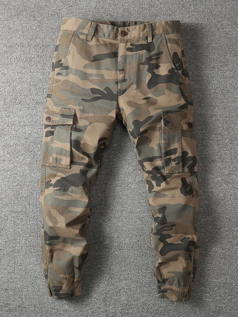 Print Camouflage Button Four Seasons Casual Pants