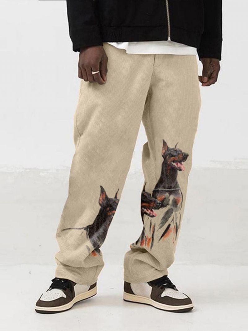 Tulosta Straight Animal Fall Mid Waist Casual Pants