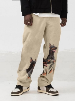 Tulosta Straight Animal Fall Mid Waist Casual Pants