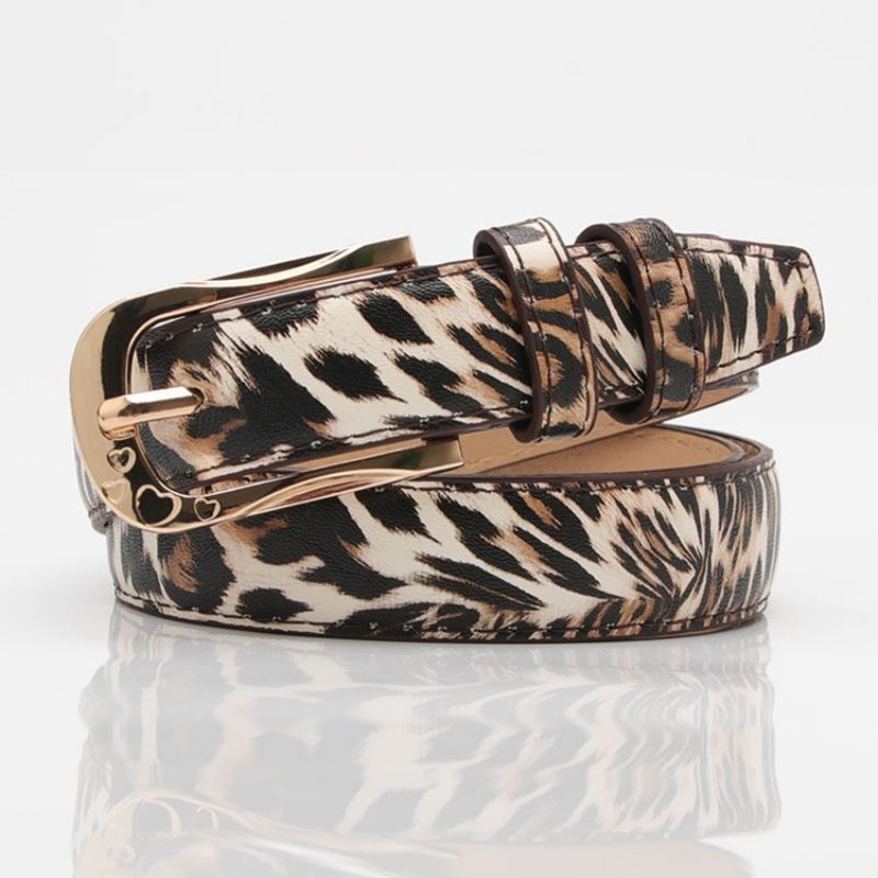 Muoti Pin Solki Leopard Print Pu Belt