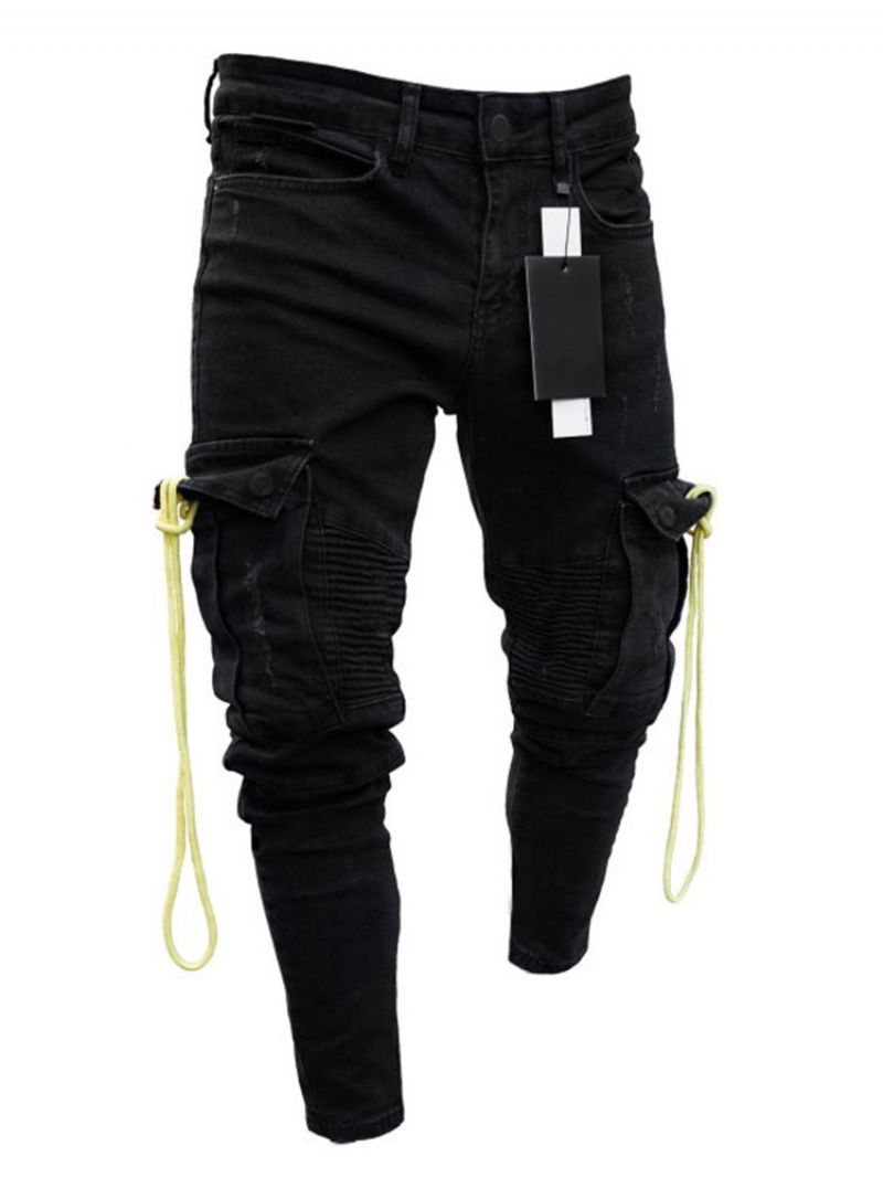 Pencil Pants Hole European Miesten Farkut