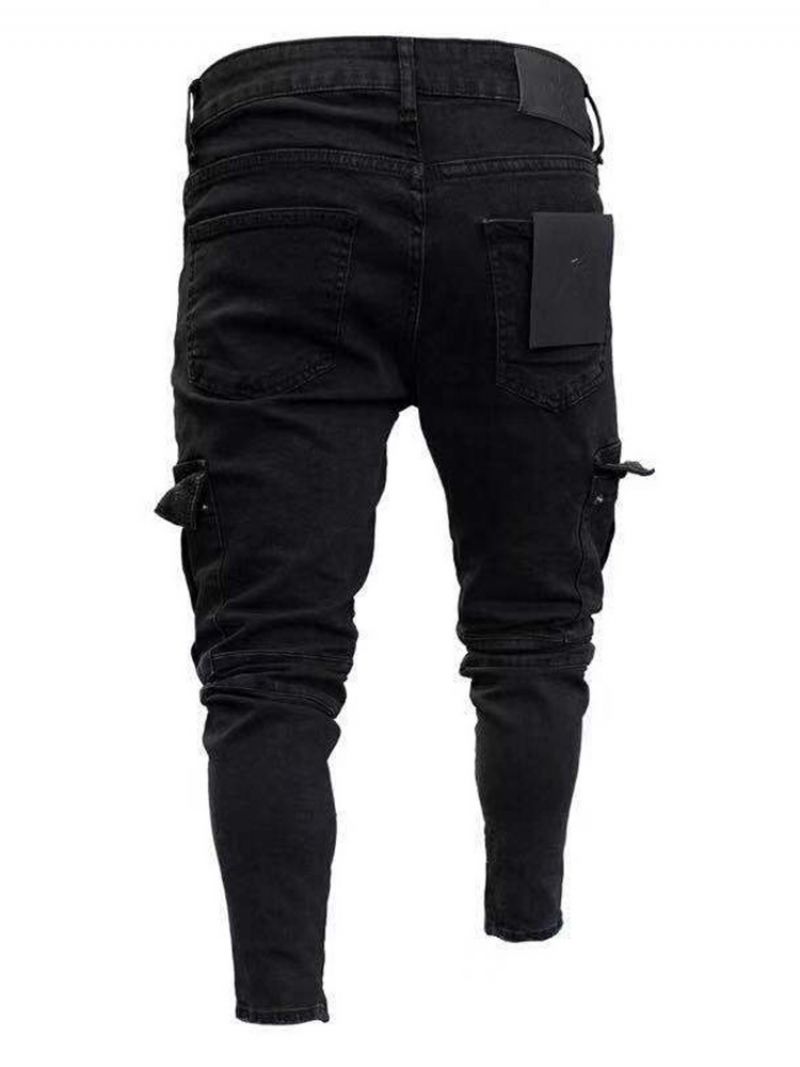 Pocket Plain Mid Waist Eurooppalaiset Miesten Farkut