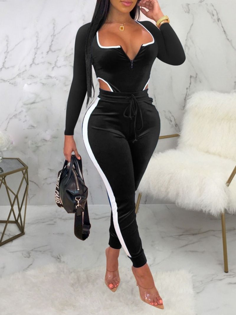 Color Block Sexy Ankle Length Skinny Jumpsuit