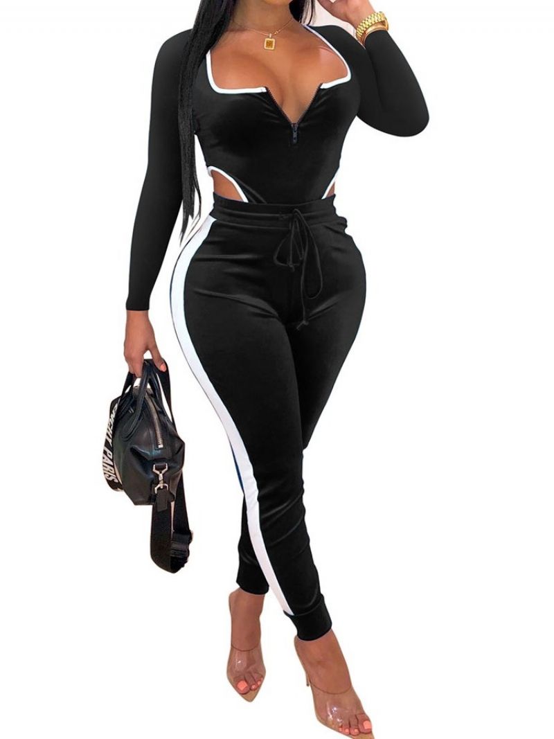 Color Block Sexy Ankle Length Skinny Jumpsuit