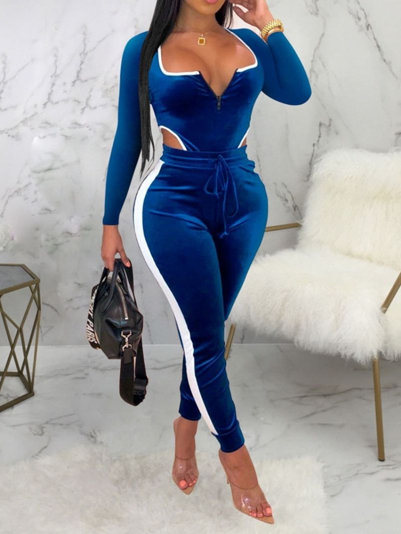 Color Block Sexy Ankle Length Skinny Jumpsuit