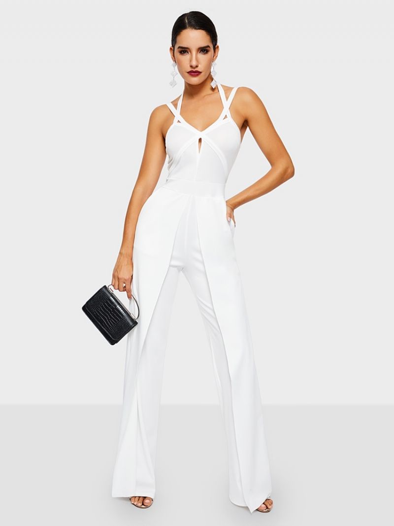 Plain Strap Dressy Straight Slim Jumpsuit