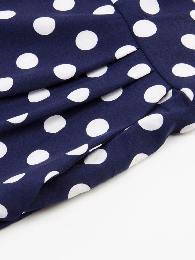 Polka Dots Belt Strap Leveäjalkainen Slim Jumpsuit