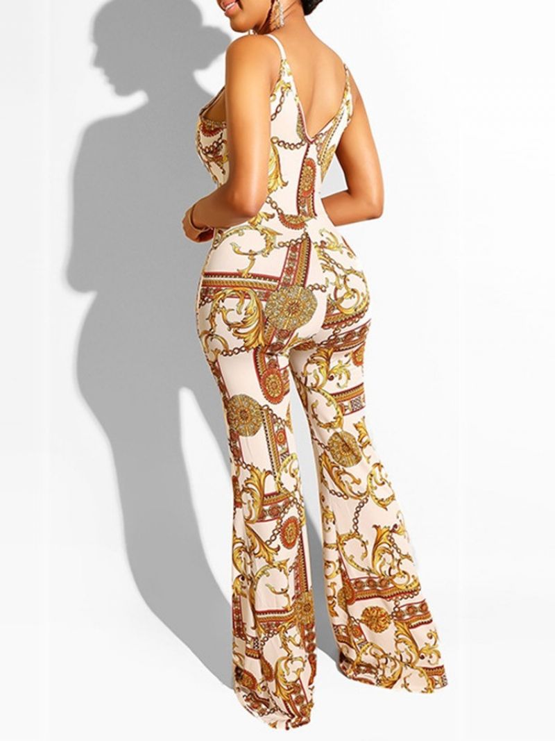 Print Sexy Full Length Slim Mid Waist Jumpsuit