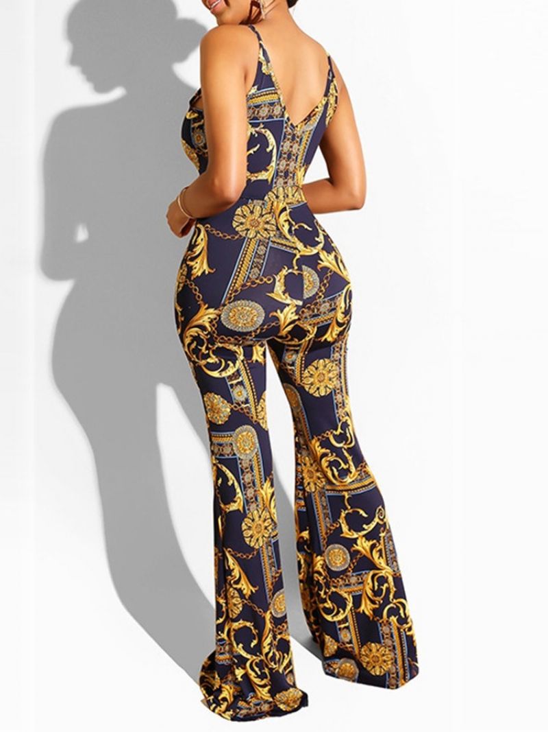 Print Sexy Full Length Slim Mid Waist Jumpsuit