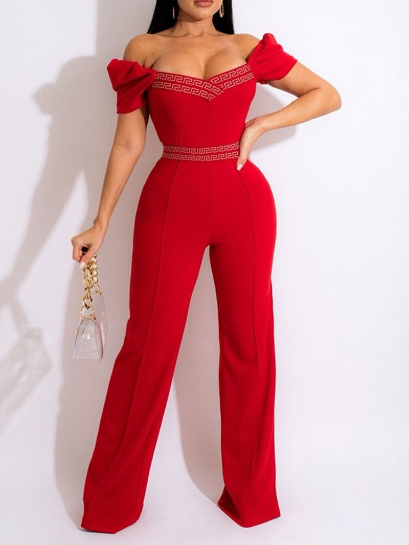 Tulosta Täyspitkä Muoti Slim Straight Jumpsuit