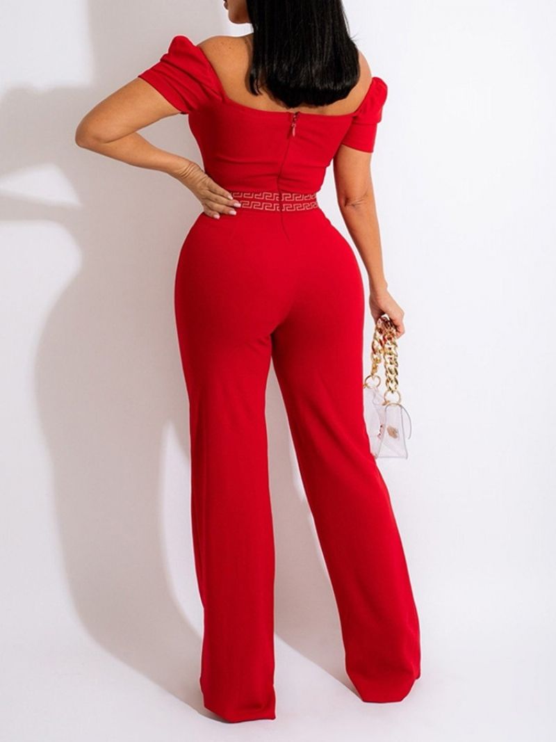 Tulosta Täyspitkä Muoti Slim Straight Jumpsuit