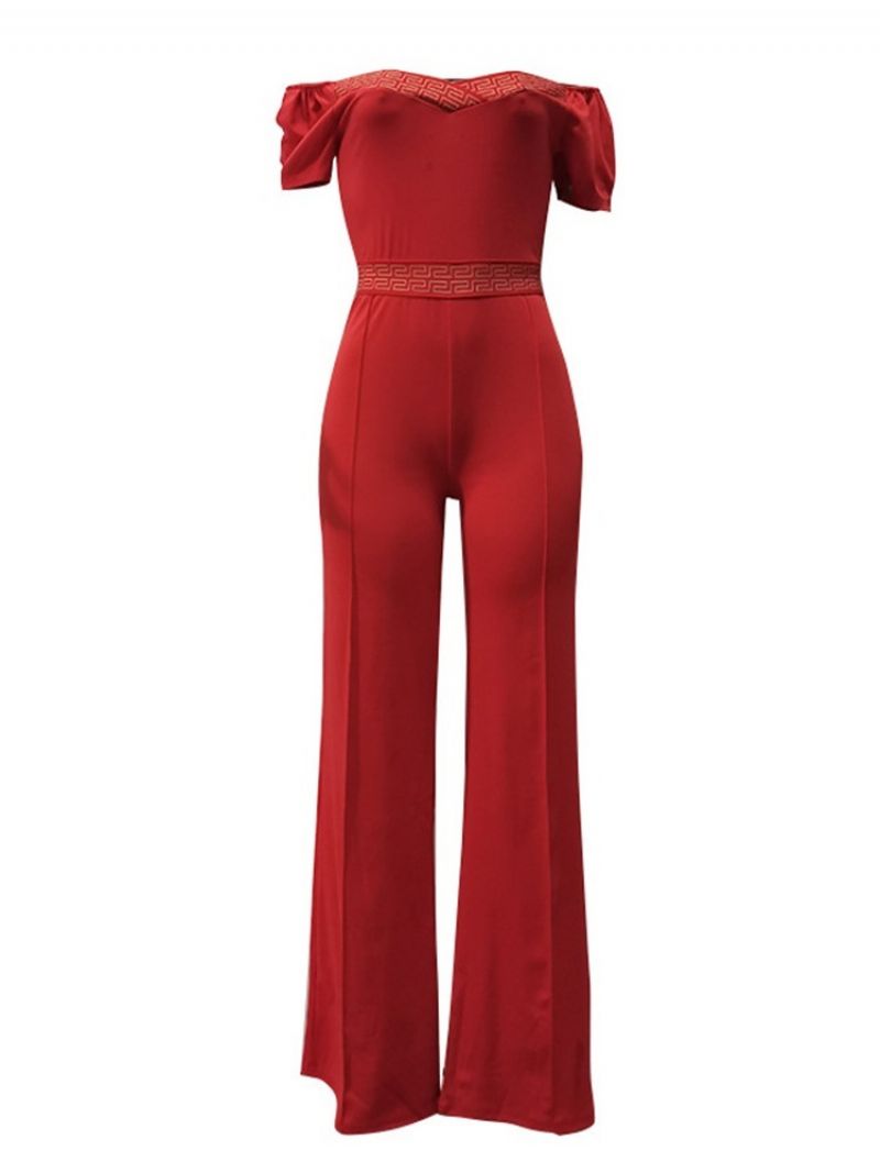 Tulosta Täyspitkä Muoti Slim Straight Jumpsuit