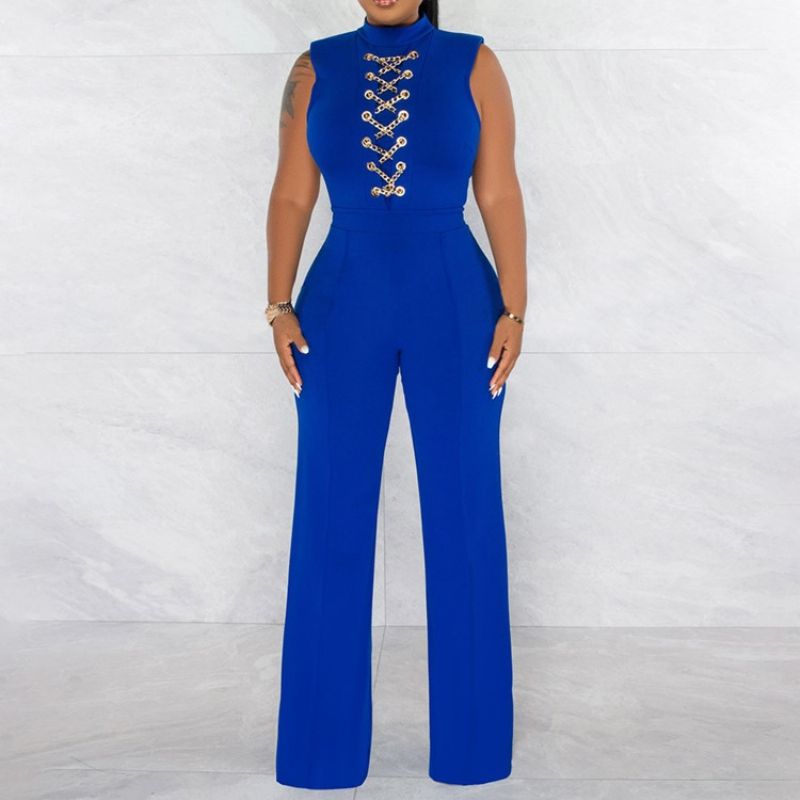 Western Full Length Chain Slim Straight Jumpsuit