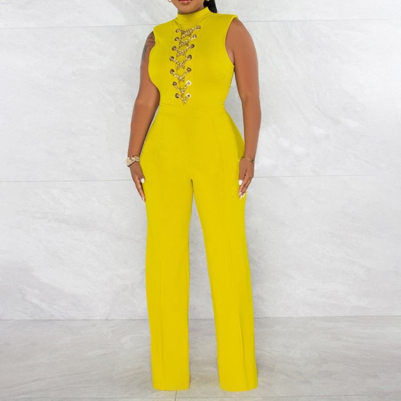 Western Full Length Chain Slim Straight Jumpsuit