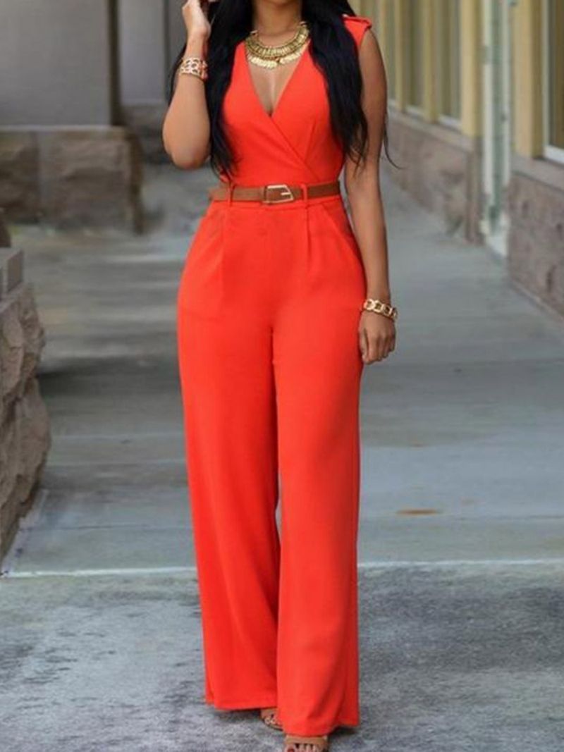 Western Full Length Plain Slim Straight Jumpsuit