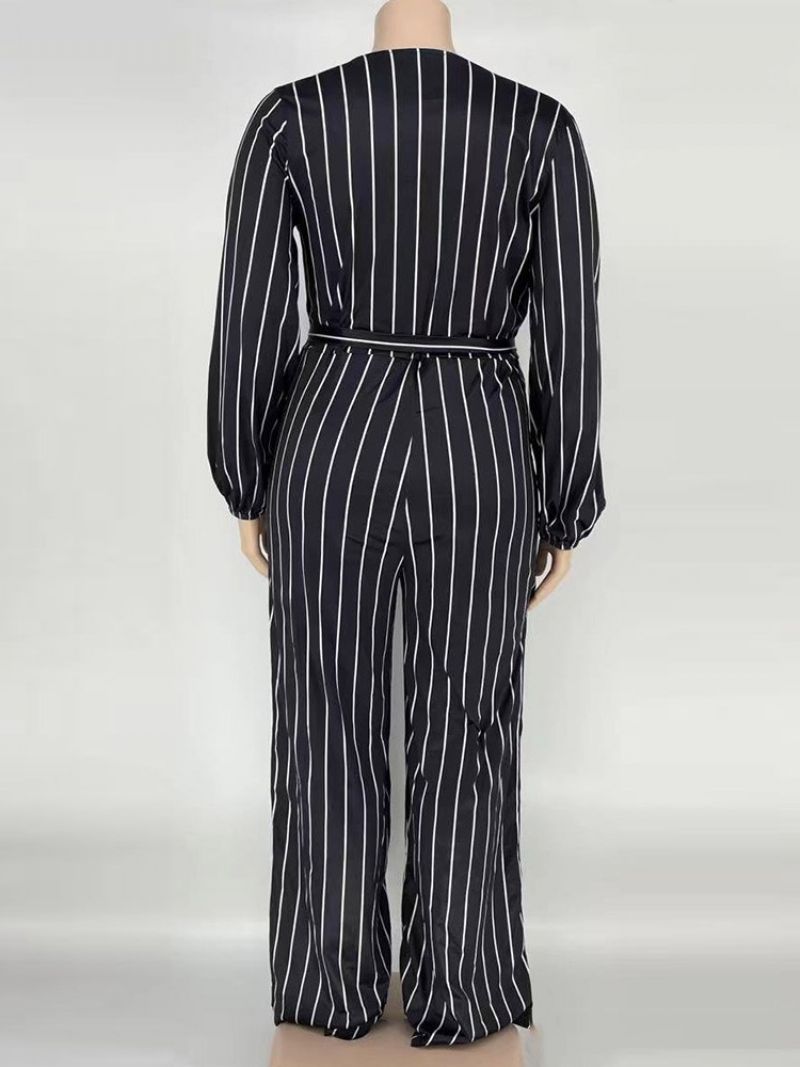 Western Stripe Print Straight High Waist Suuri koko Haalari