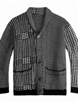 Lapel Pocket Houndstooth Talvi Yksirivinen Villapaita