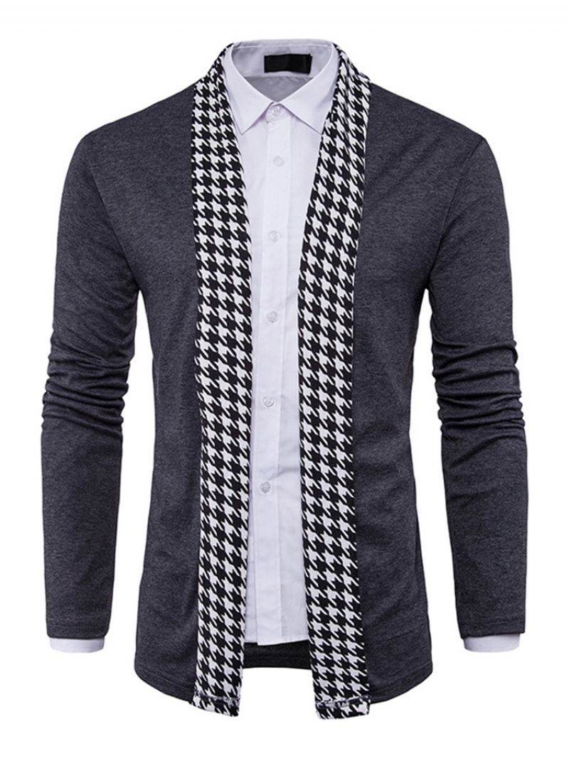 Normaali Houndstooth Slim Fall Miesten Villapaita