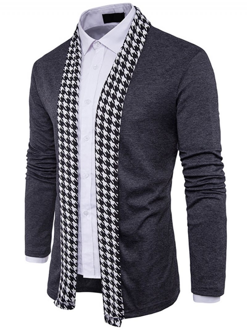 Normaali Houndstooth Slim Fall Miesten Villapaita