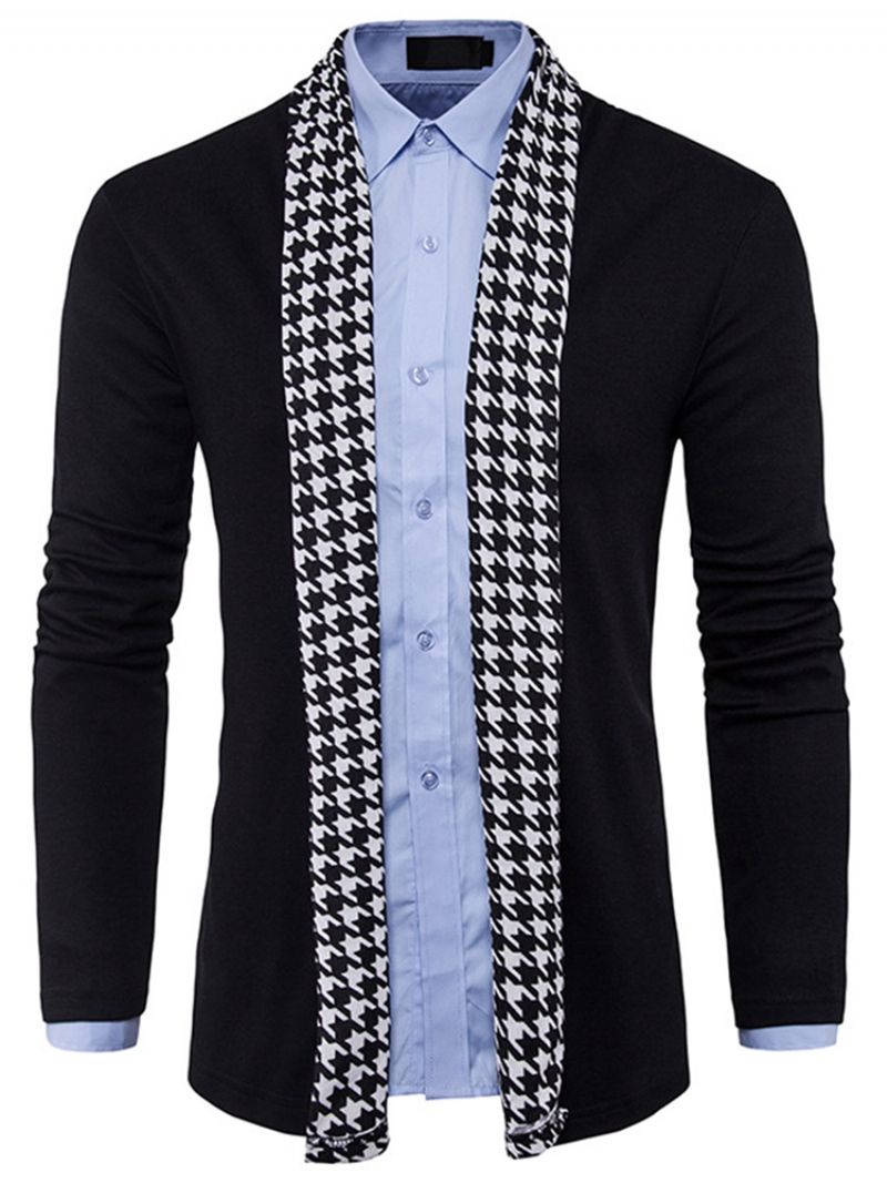 Normaali Houndstooth Slim Fall Miesten Villapaita