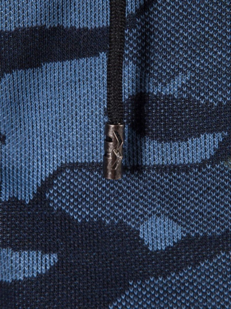 Pocket Camouflage Hupullinen Vetoketju Muoti Miesten Villapaita