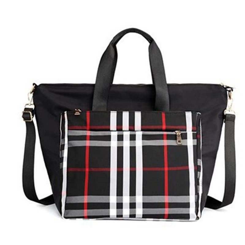 Pu Patchwork Plaid Grid Olkalaukku