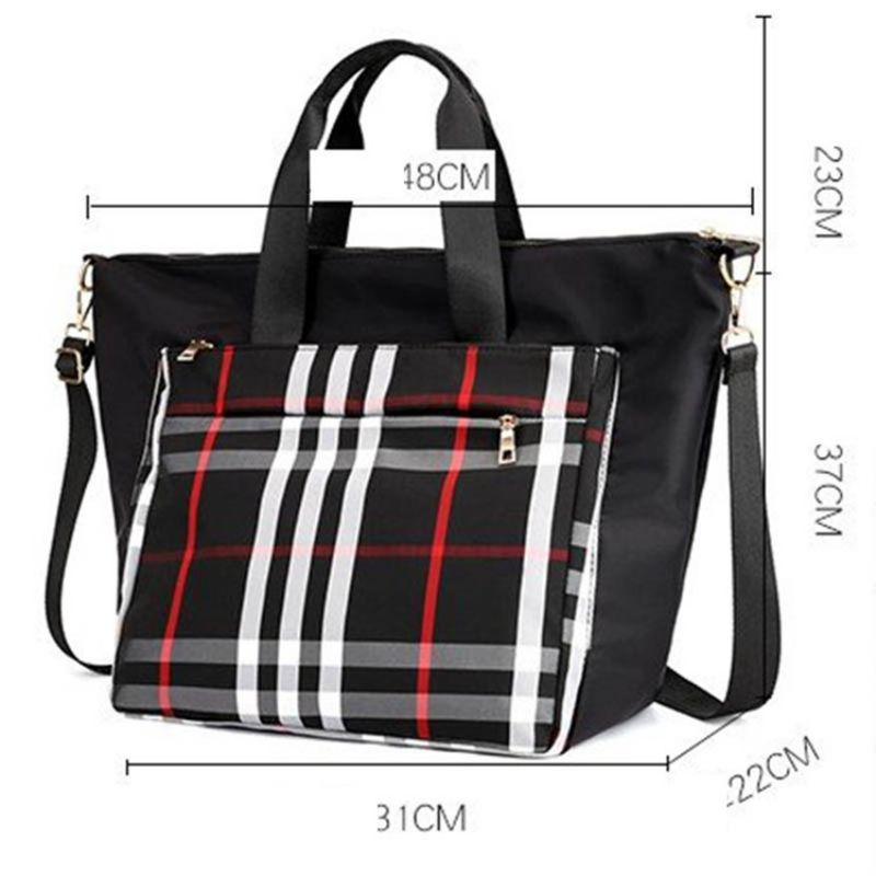 Pu Patchwork Plaid Grid Olkalaukku