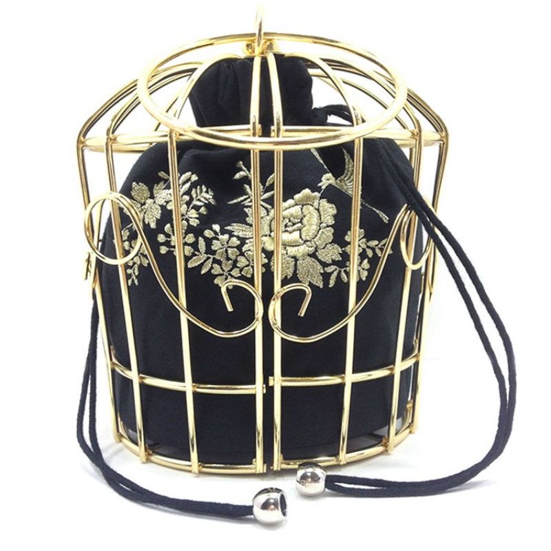 Vogue Metal Cage Brodeerattu Crossbody Laukku