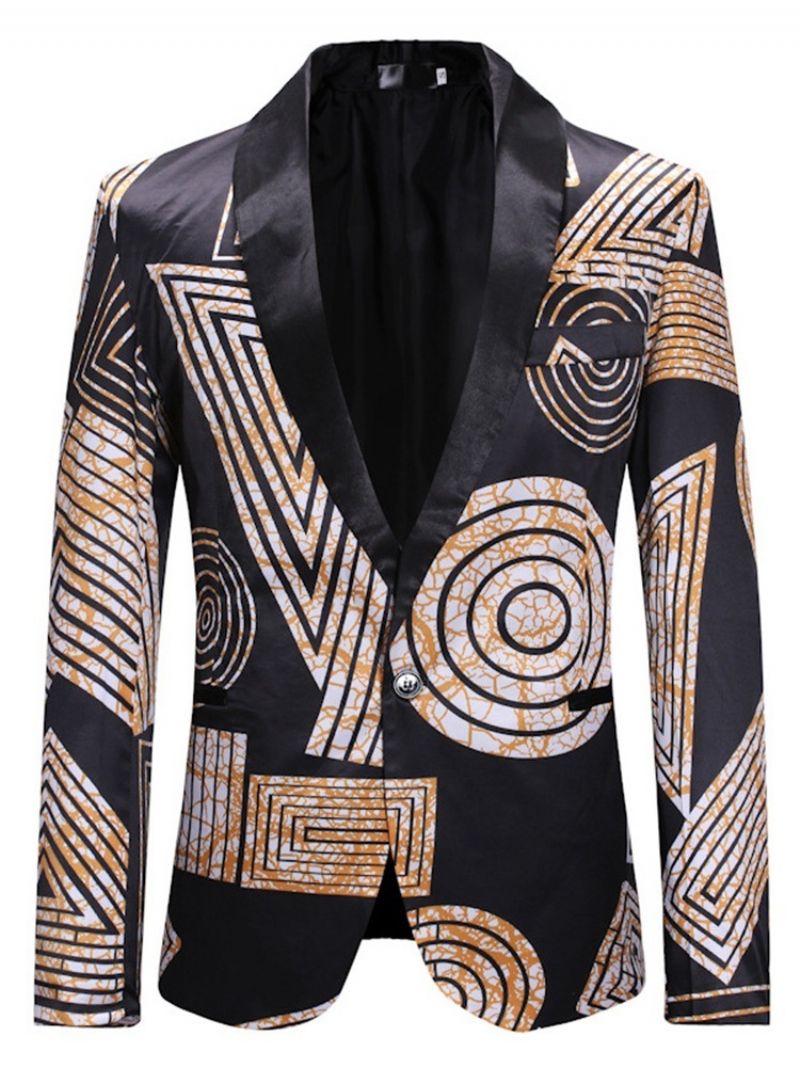 Geometric Print One Button Miesten Vapaa-Ajan Bleiseri