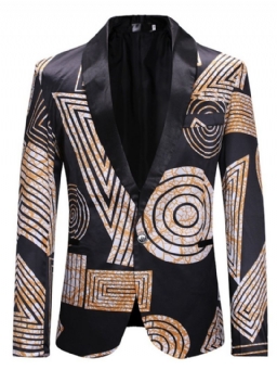 Geometric Print One Button Miesten Vapaa-Ajan Bleiseri