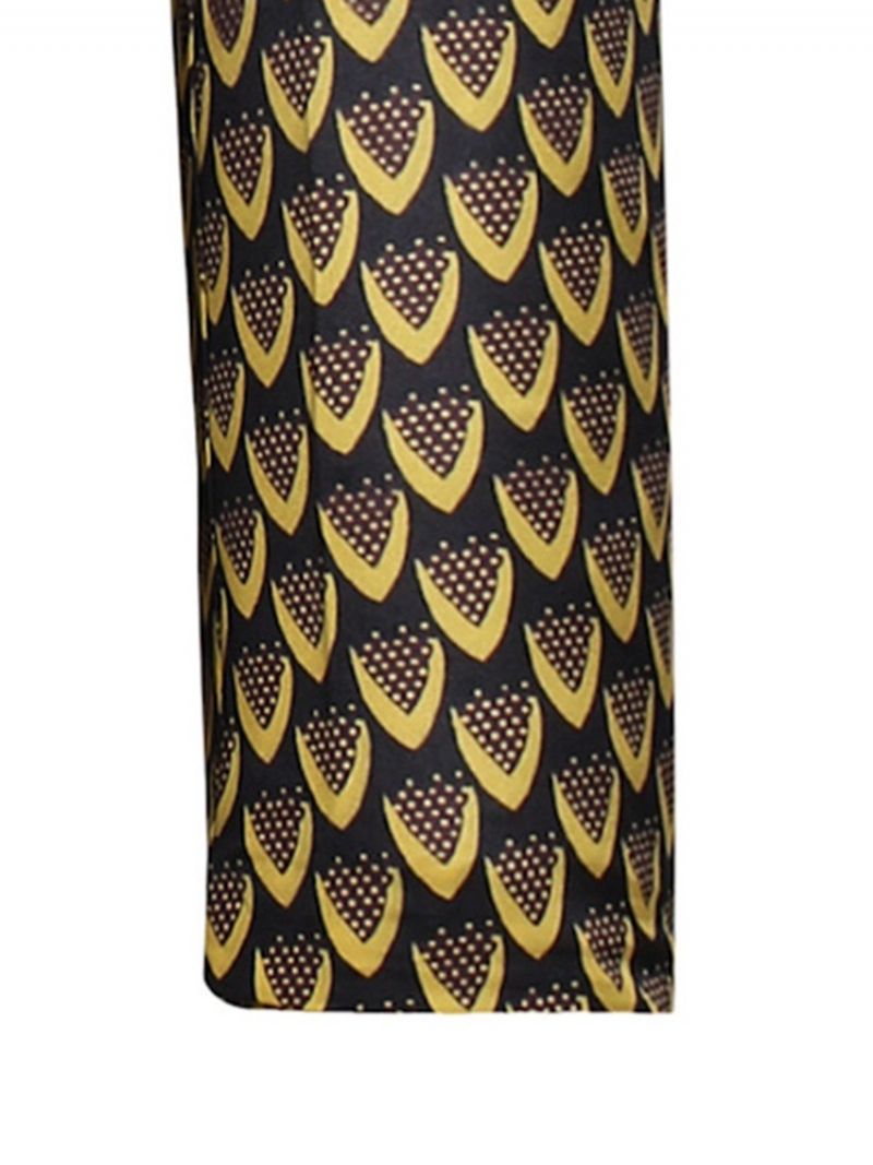 Golden Geometric Print Ohut Yksinappulainen Miesten Bleiseri