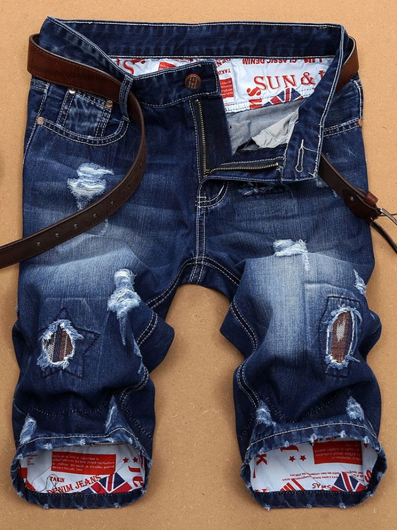 Holes Denim Slim Miesten Shortsit