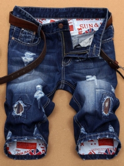 Holes Denim Slim Miesten Shortsit