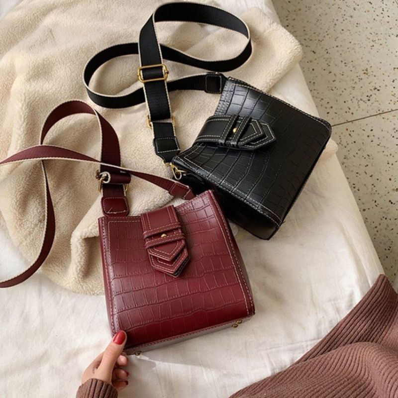 Alligaattori Kohokuviointi Pu Suorakulmio Crossbody Laukut