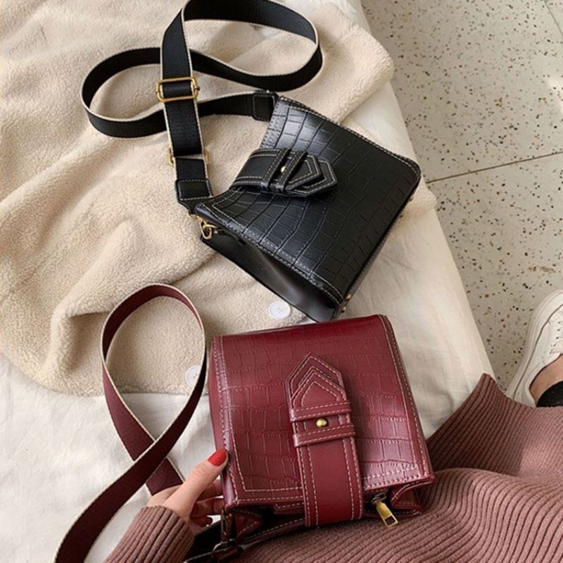 Alligaattori Kohokuviointi Pu Suorakulmio Crossbody Laukut