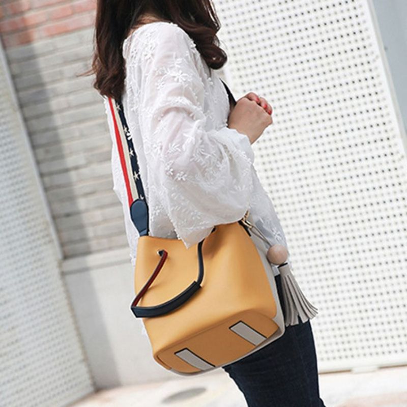 Casual Color Block Tupsu Crossbody Bag