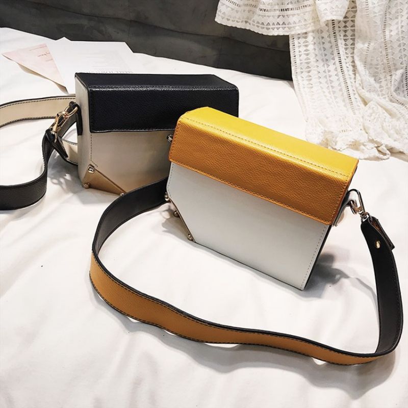 Color Block Rivet Medium Crossbody Bag