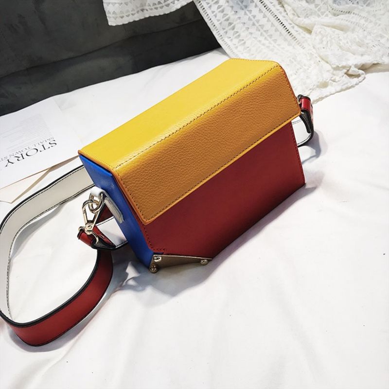 Color Block Rivet Medium Crossbody Bag