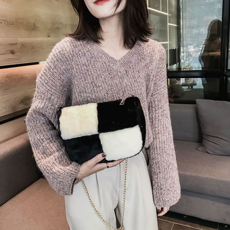 Color Block Saddle Crossbody Laukut