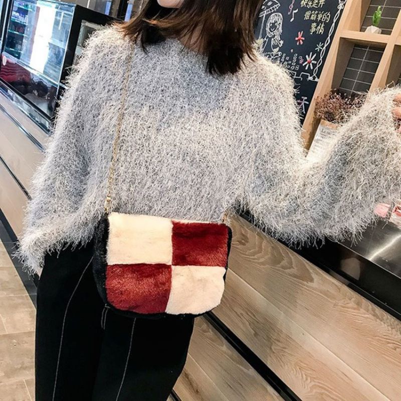 Color Block Saddle Crossbody Laukut