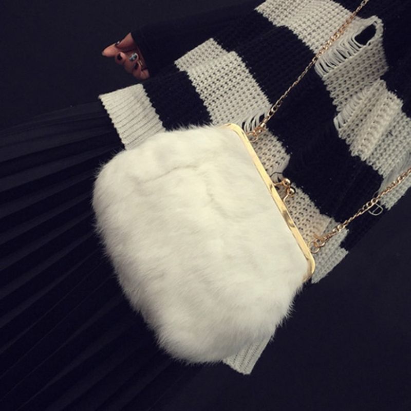 Fux Fur Plain Chain Suorakulmio Crossbody Laukut